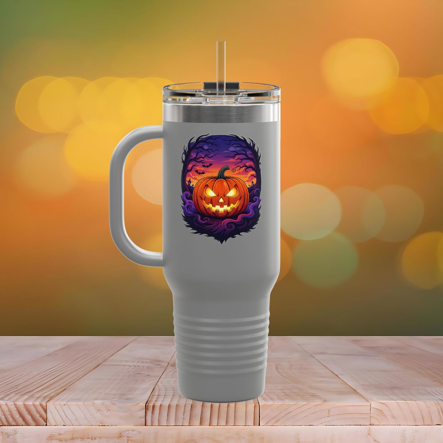Halloween Travel Mug with Ghost Design, Insulated Coffee Tumbler, Perfect for Fall, Spooky Season Gift, 40oz Mug for Hot or Cold Drinks