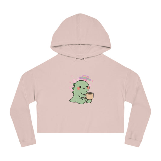 Trendy Dino Good Morning Cropped Hoodie
