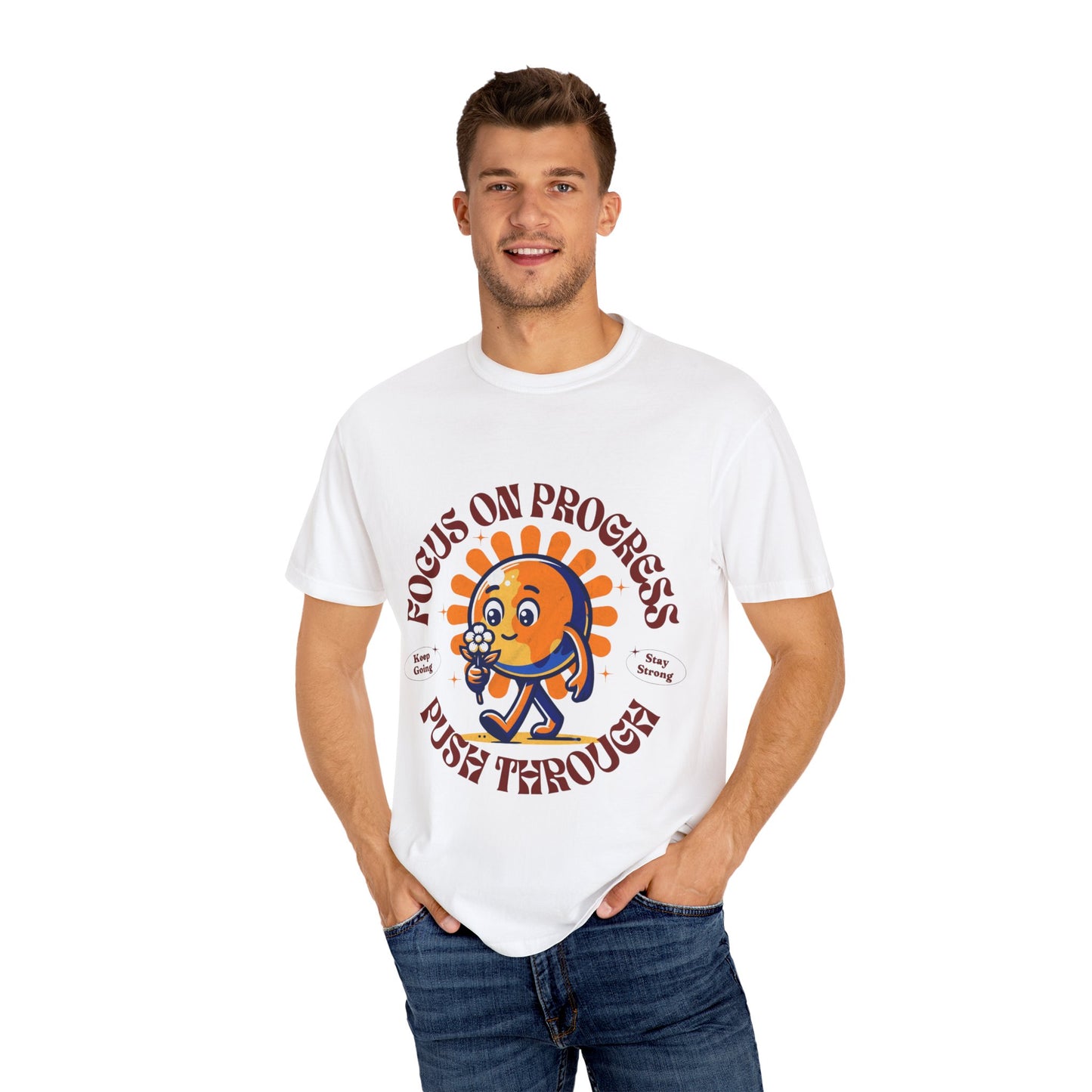 Motivational Unisex T-Shirt - "Focus on Progress, Push Through"