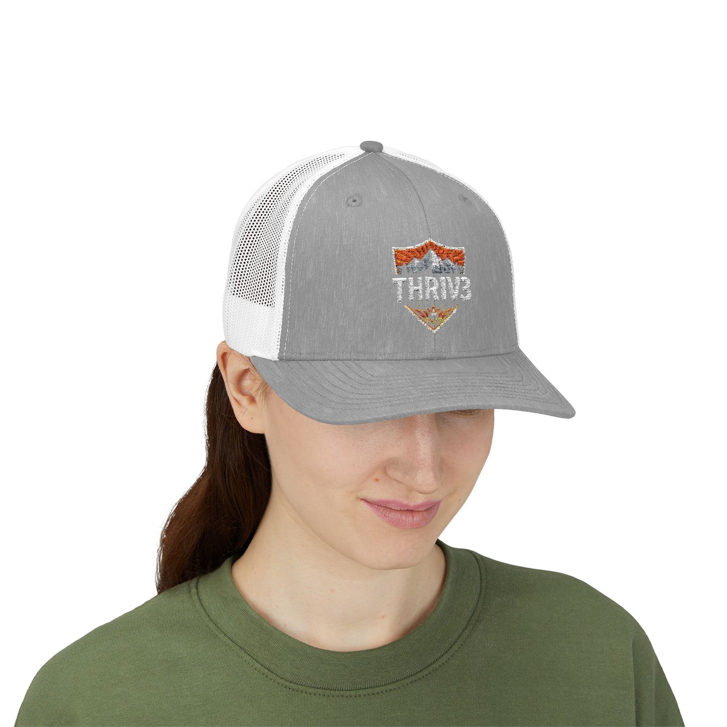 THR1V3 Outdoors – Mountain Trucker Hat - Custom Embroidered Cap