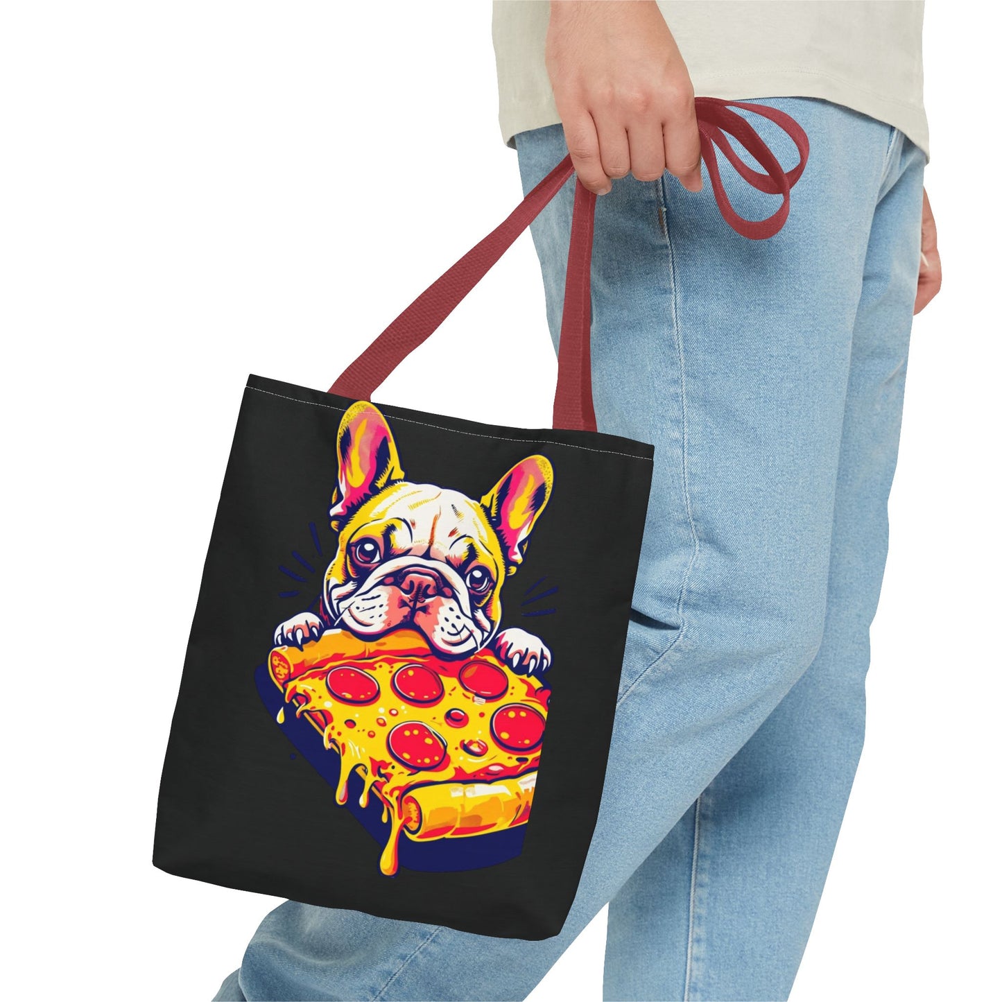 Funny French Bulldog Pizza Tote Bag - Perfect for Dog Lovers & Foodies