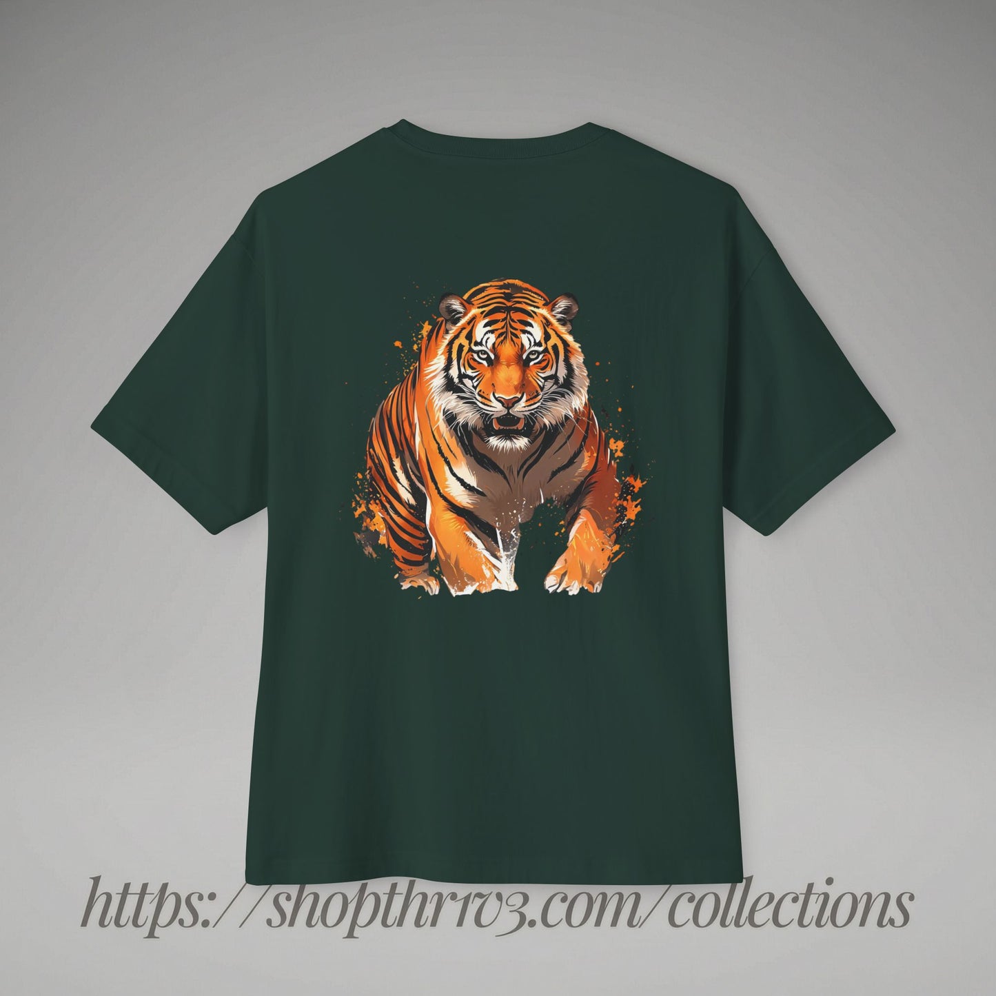 Tiger Graphic Tee — Fierce Orange Tiger Back Print Oversized Boxy Tee