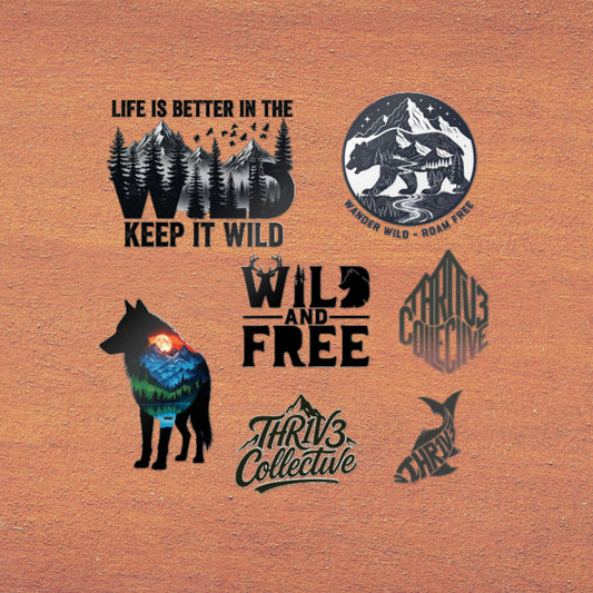 Wild & Free Die-Cut Sticker Pack — Outdoor Adventure Nature Designs (Keep It Wild)