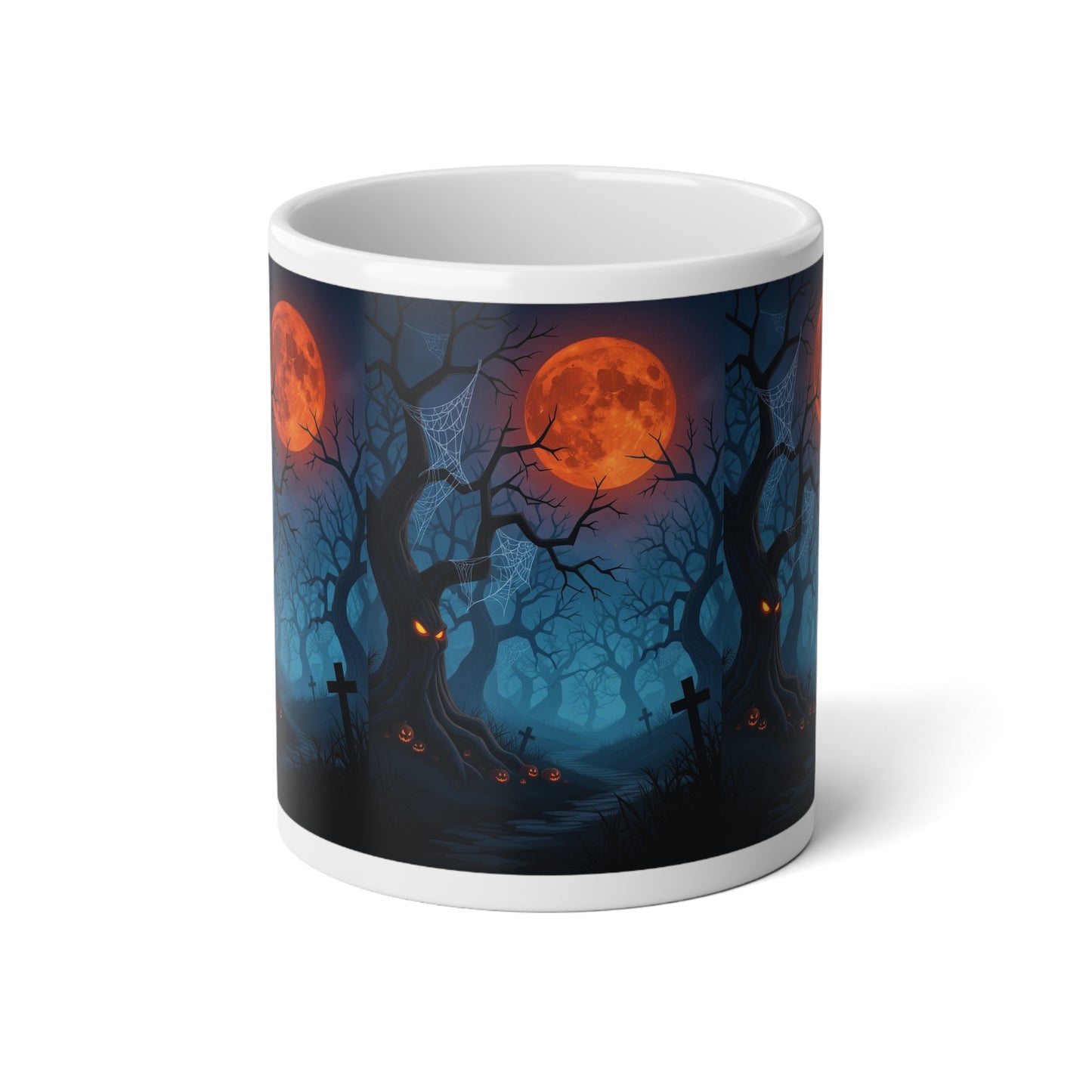 Mug - Spooky Halloween Night Moon and Bats Design, 20oz