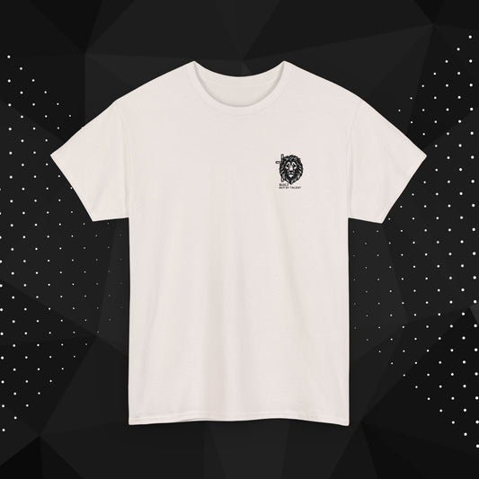 Lion Crest Graphic Tee — Small Chest Emblem, Minimalist Animal T-Shirt (Embroidery)