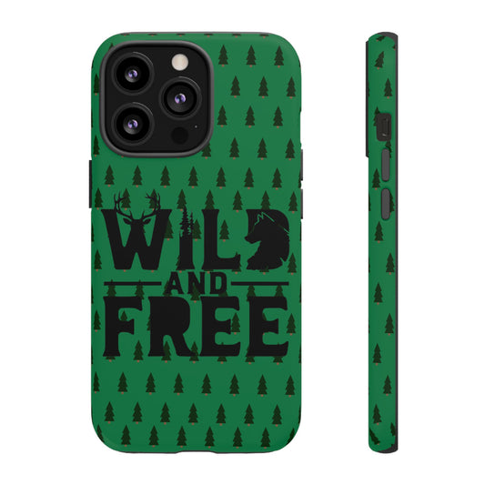 Wild and Free Bear Graphic Phone Case | Forest Pattern iPhone Case