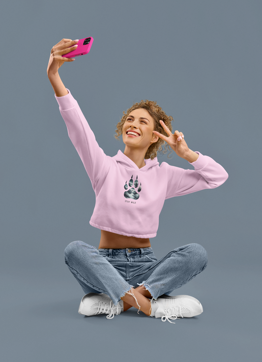 Cropped Hoodie Mystic Wolf Wilderness Paw Prnt