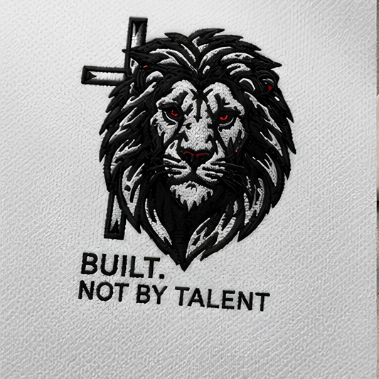 Lion Crest Graphic Tee — Small Chest Emblem, Minimalist Animal T-Shirt (Embroidery)