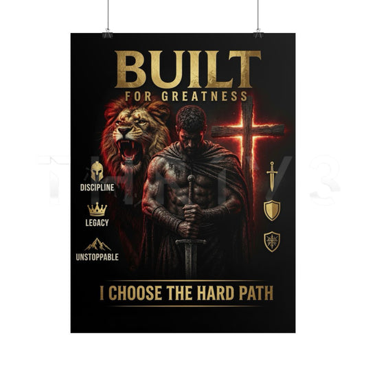 Built for Greatness Motivational Poster — "I Choose the Hard Path"