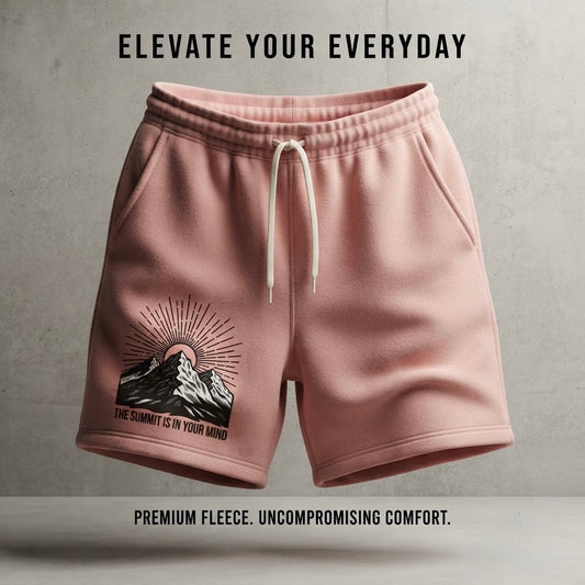 Mountain Sunrise Sweat Shorts — "The Summit Is In Your Mind"