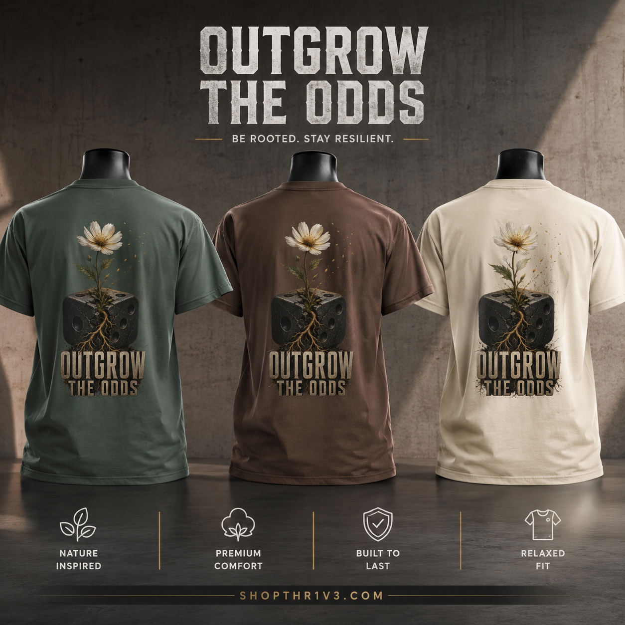Outgrow The Odds T-Shirt — Inspirational Flower Growth Graphic Tee