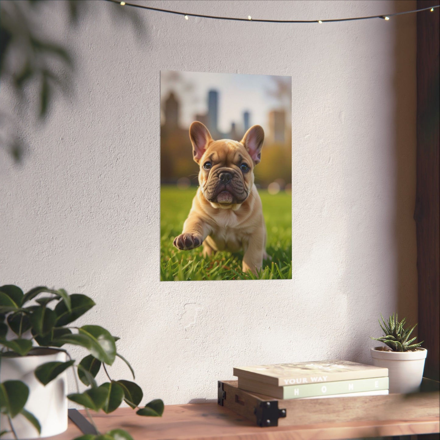 Vertical Poster - Cute Frenchie French Bulldog Running in the Park