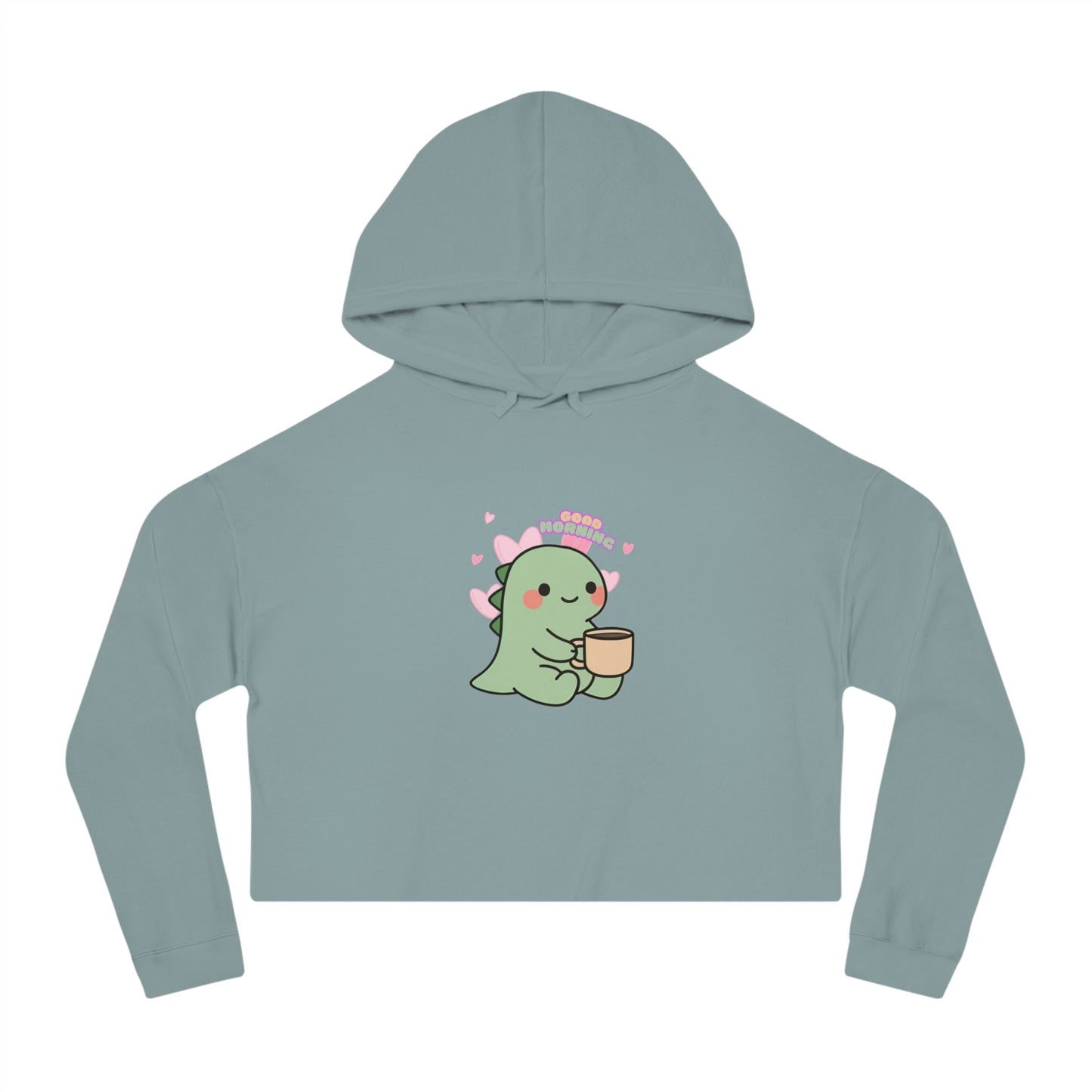 Trendy Dino Good Morning Cropped Hoodie