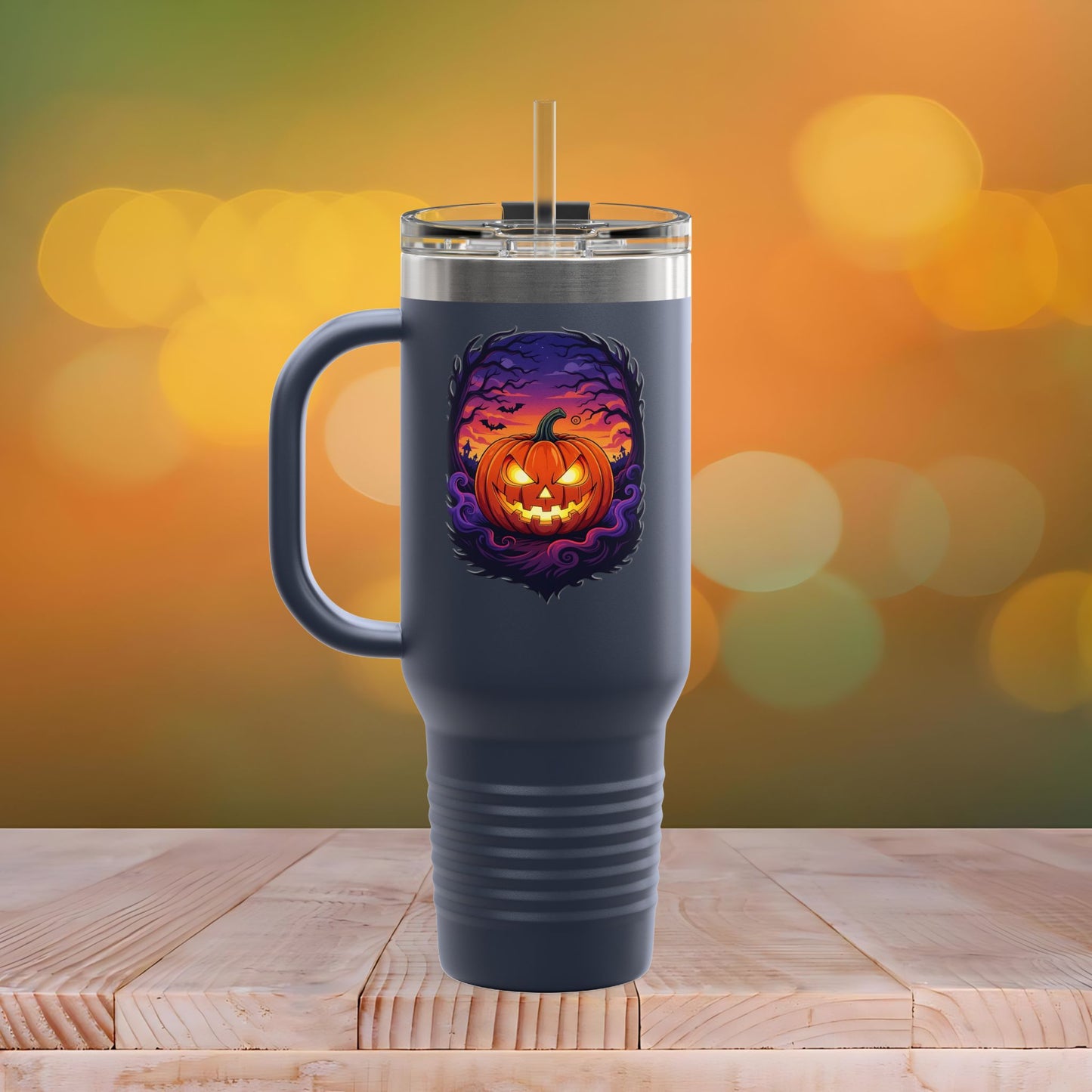 Halloween Travel Mug with Ghost Design, Insulated Coffee Tumbler, Perfect for Fall, Spooky Season Gift, 40oz Mug for Hot or Cold Drinks