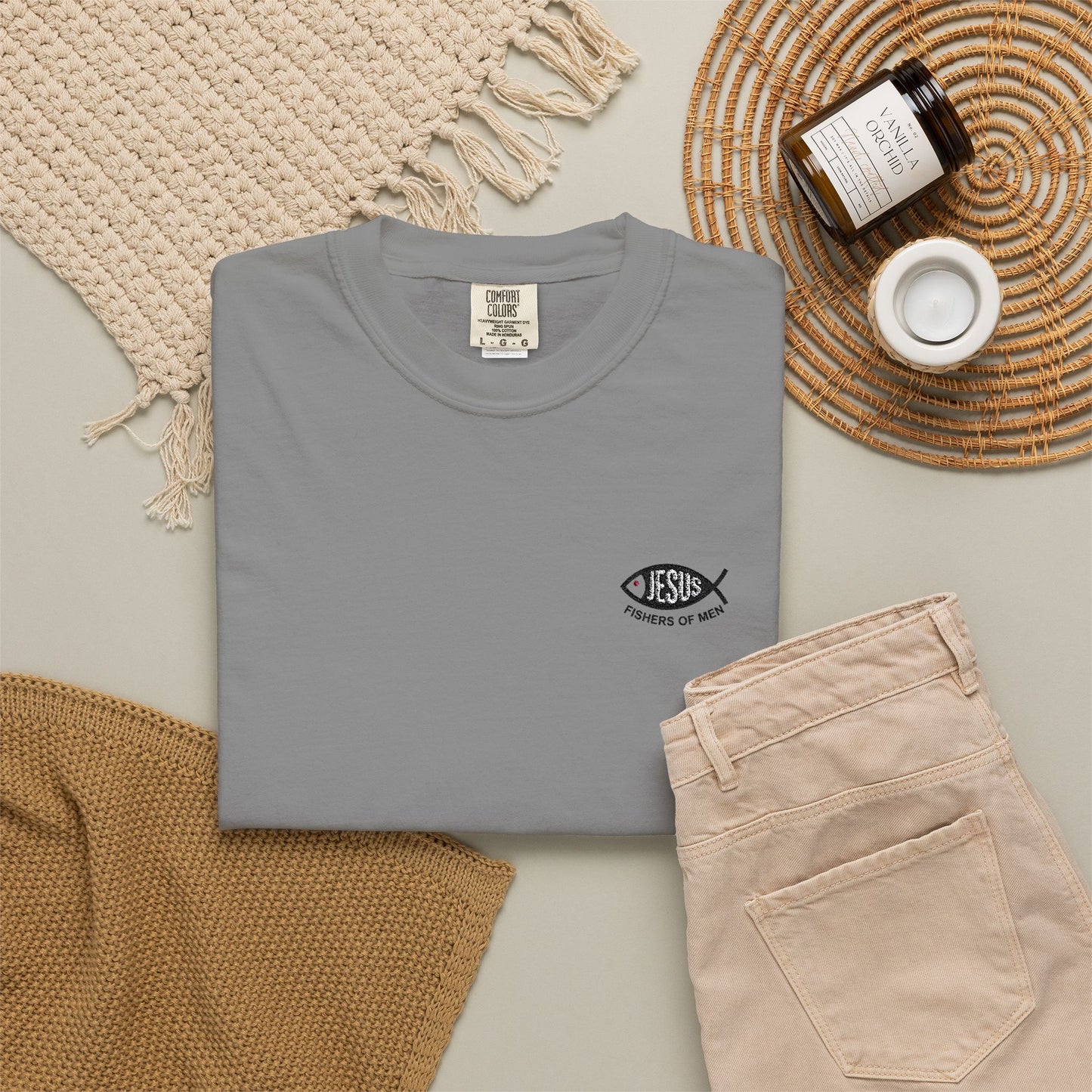 Embroidered Ichthys Jesus Fish T-Shirt with Fishers of Men | Christian Faith Symbol Unisex Tee