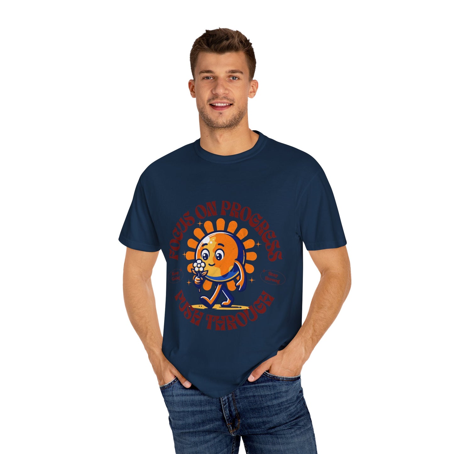 Motivational Unisex T-Shirt - "Focus on Progress, Push Through"