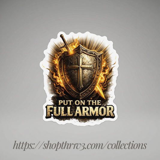 5 Christian Faith Custom Magnets - "Put On The Full Armor" “King of Kings" “Balance Smile” “THR1V3” & a Golden Crest