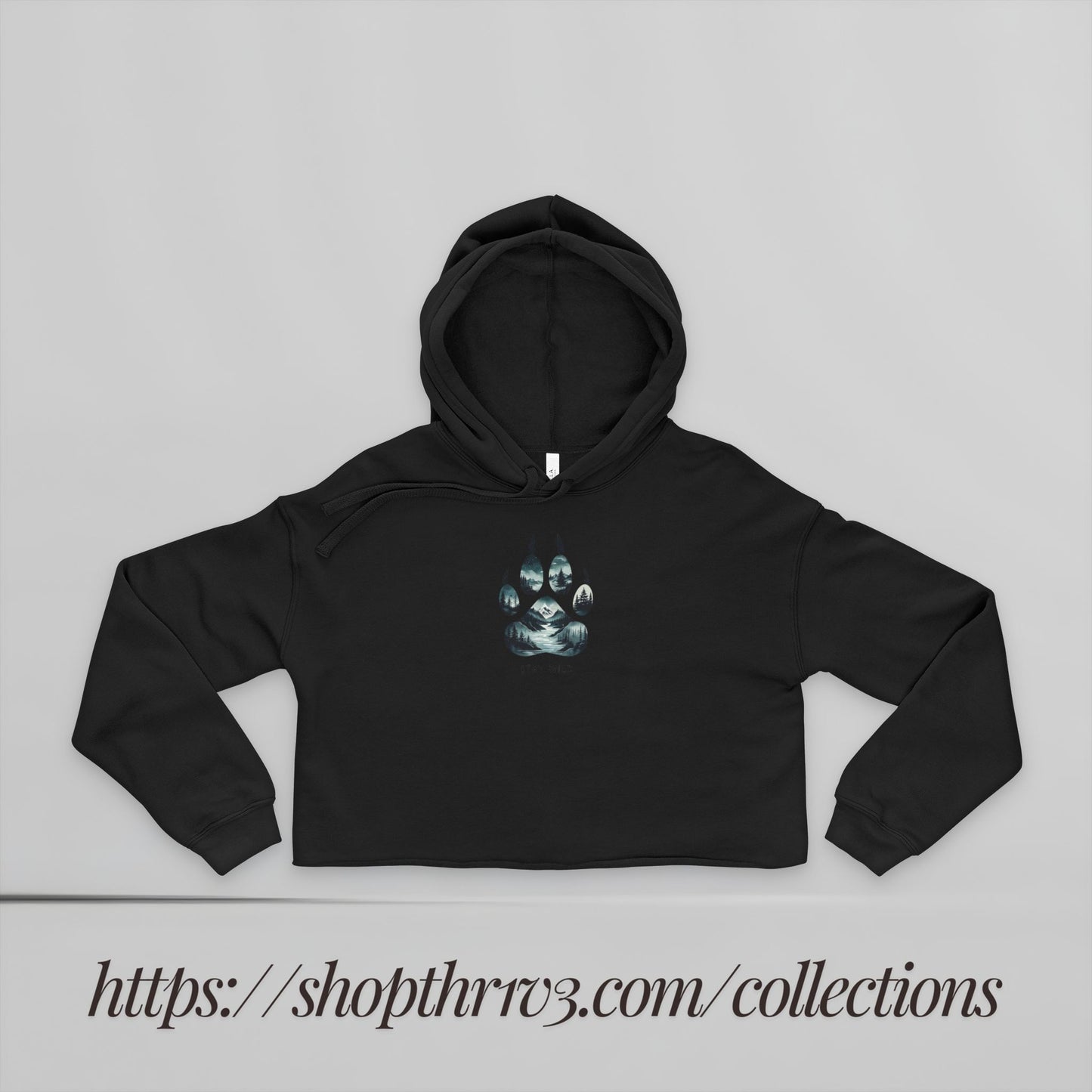 Women's Cropped Hoodie — Glowing Wolf Paw Graphic