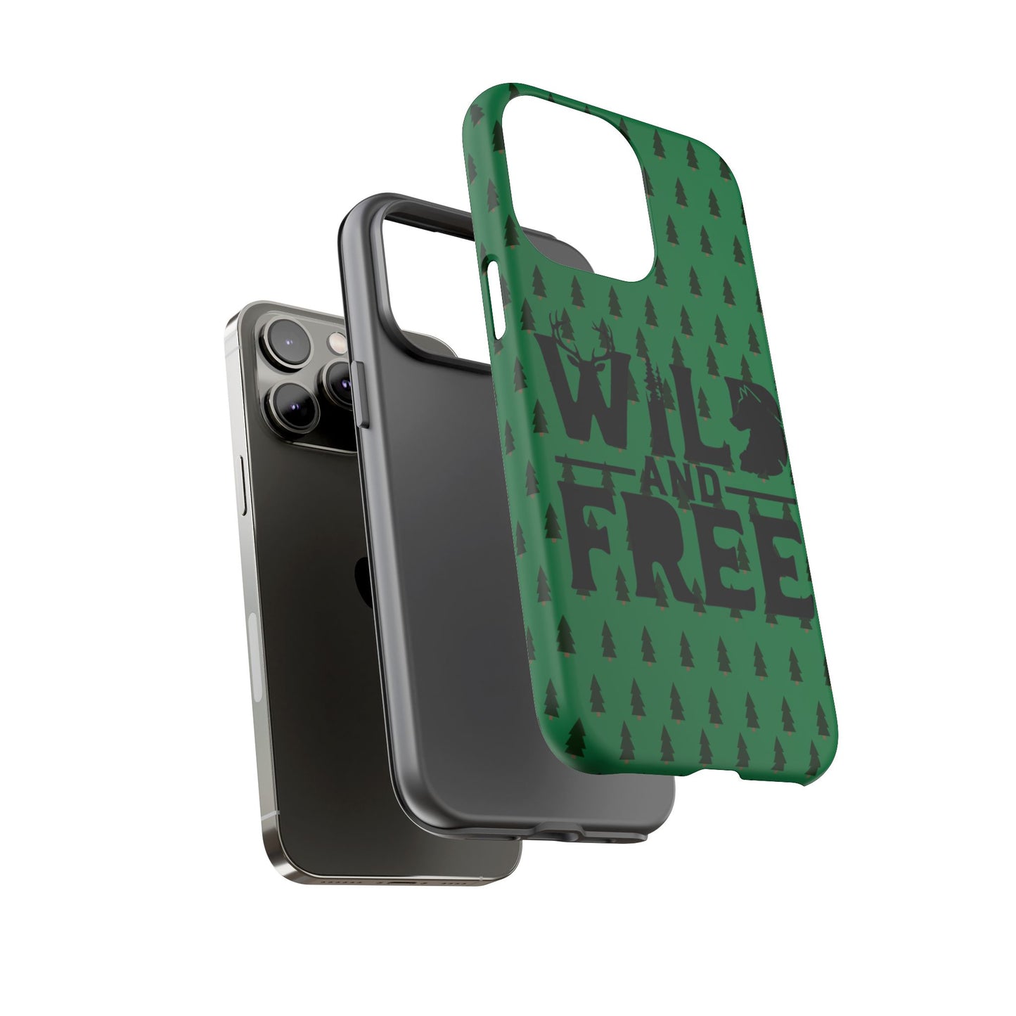 Wild and Free Bear Graphic Phone Case | Forest Pattern iPhone Case
