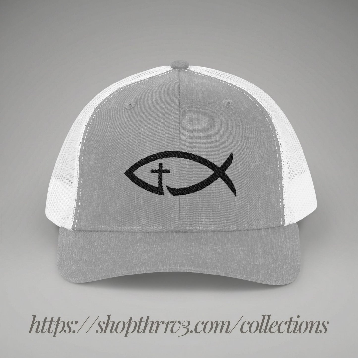 Embroidered Christian Fish Snapback Trucker Cap