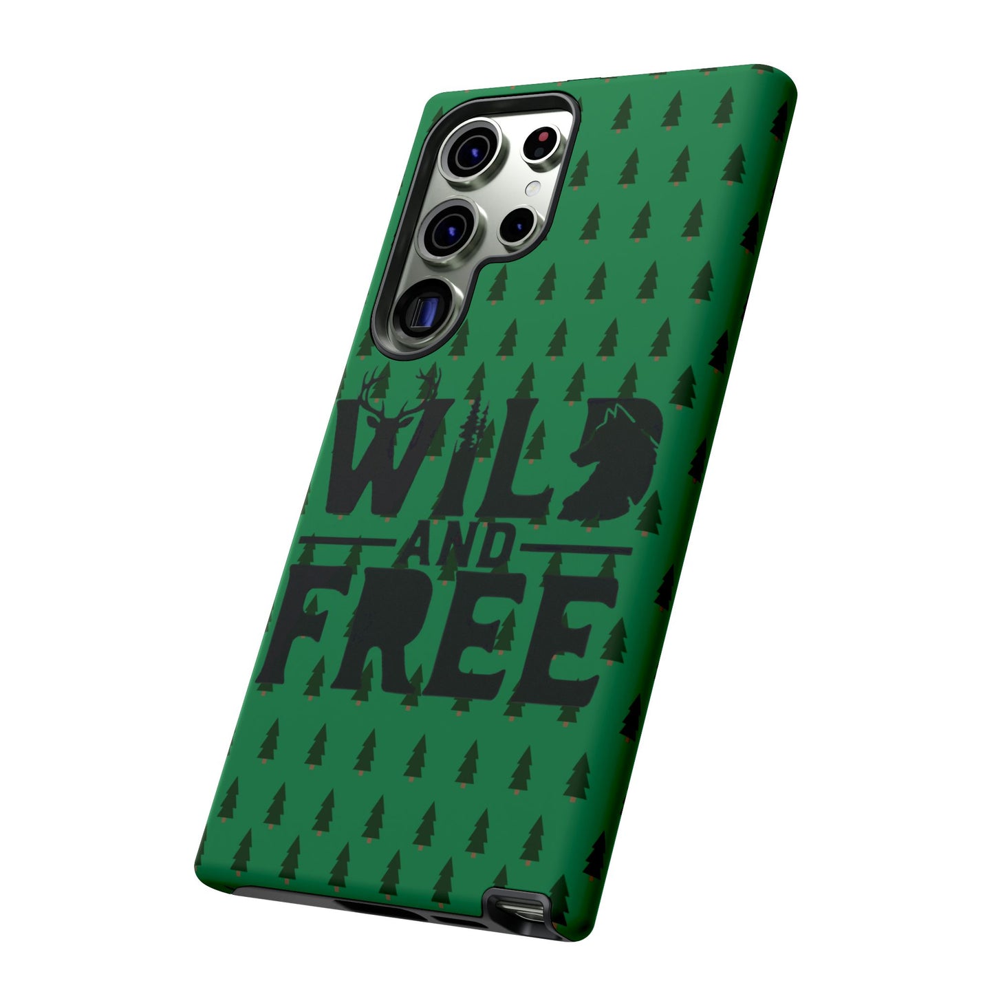 Wild and Free Bear Graphic Phone Case | Forest Pattern iPhone Case