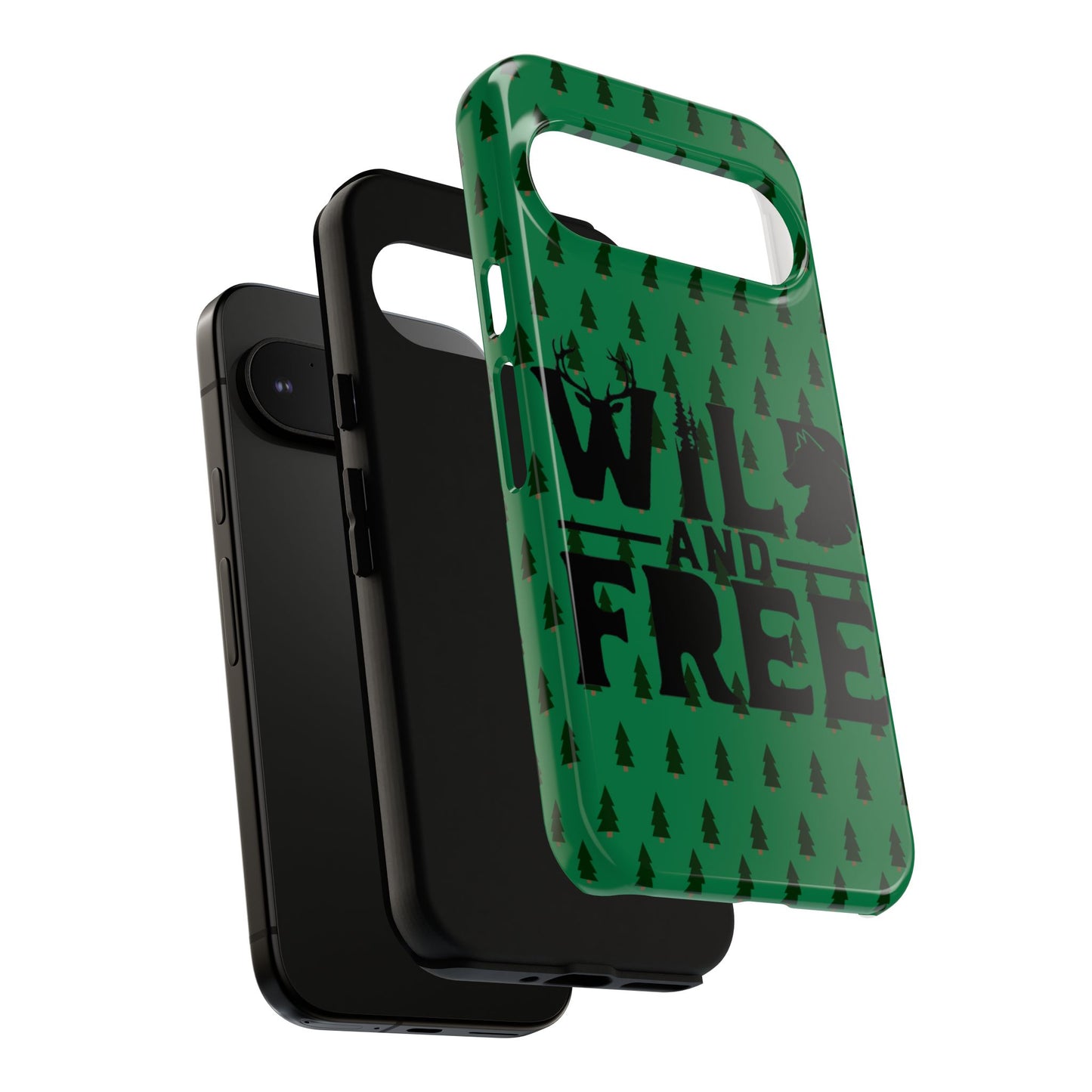 Wild and Free Bear Graphic Phone Case | Forest Pattern iPhone Case