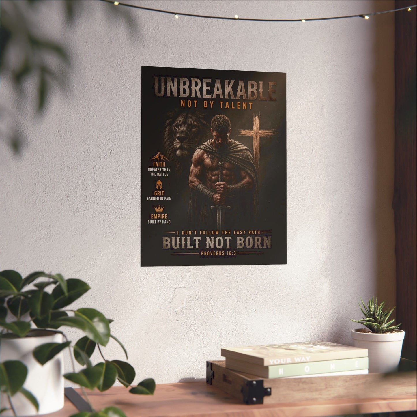 Unbreakable Built Not Born Matte Poster — Inspirational Christian Strength Wall Art