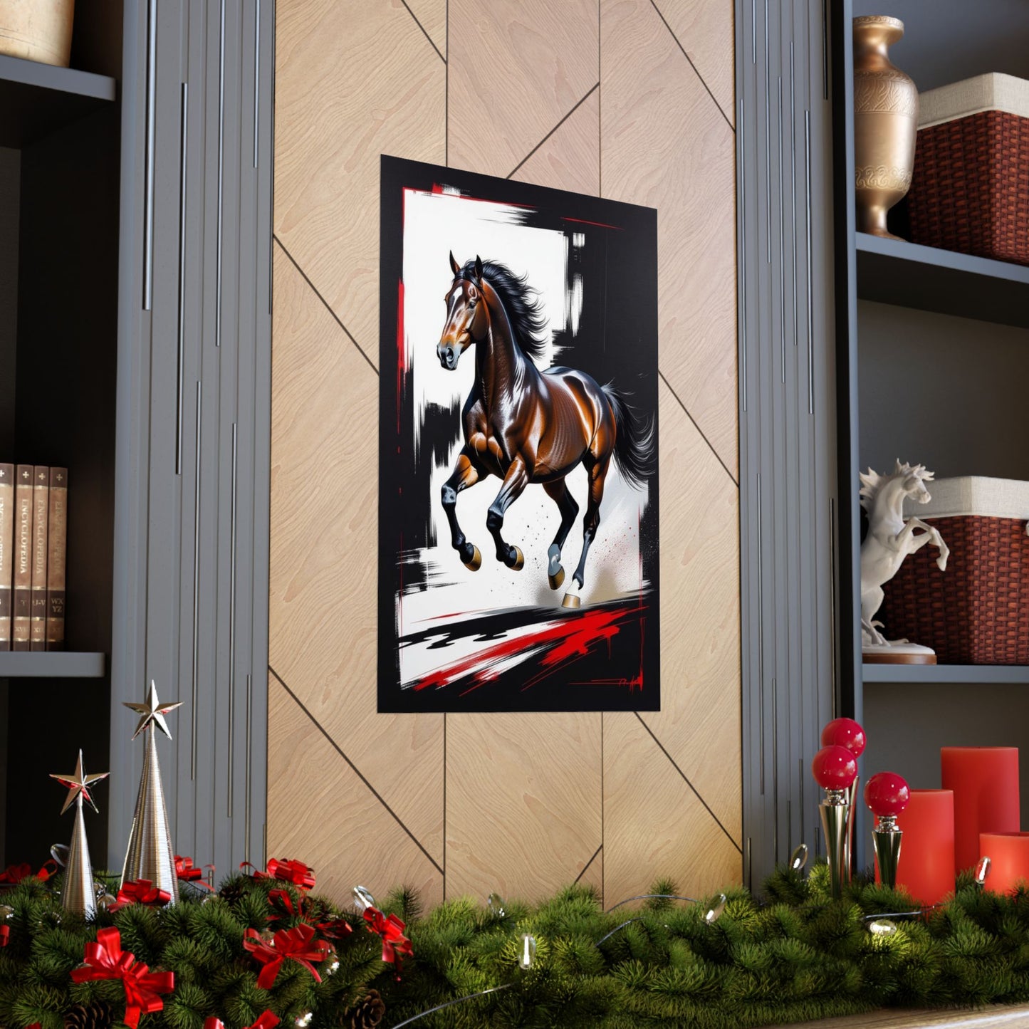 Galloping Horse Art Matte Vertical Poster - Bold Equestrian Masterpiece