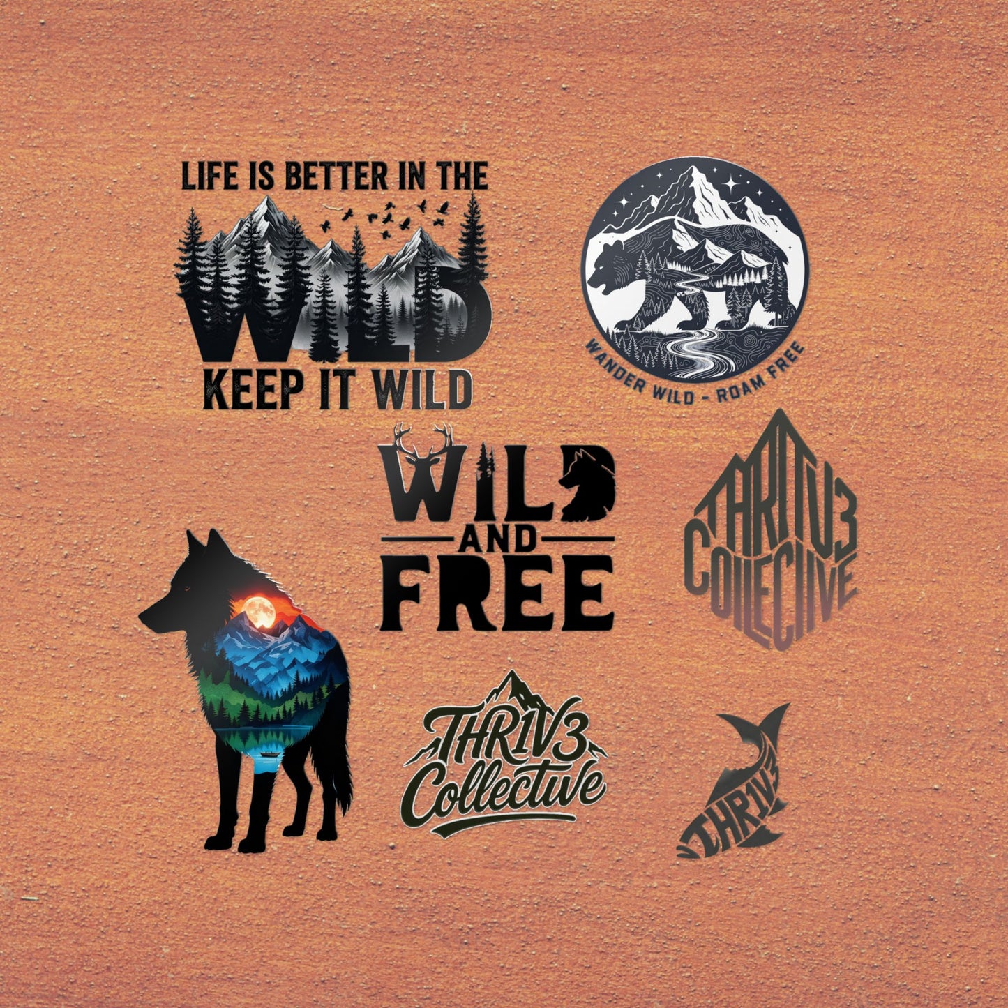 Wild & Free Die-Cut Sticker Pack — Outdoor Adventure Nature Designs (Keep It Wild)