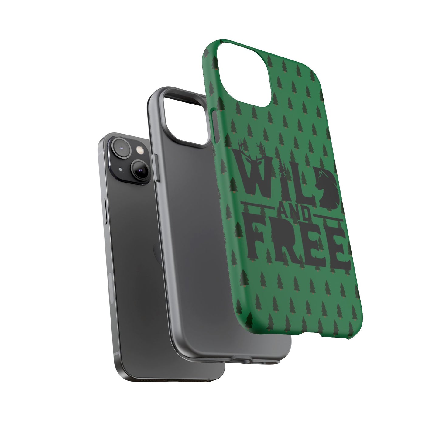Wild and Free Bear Graphic Phone Case | Forest Pattern iPhone Case