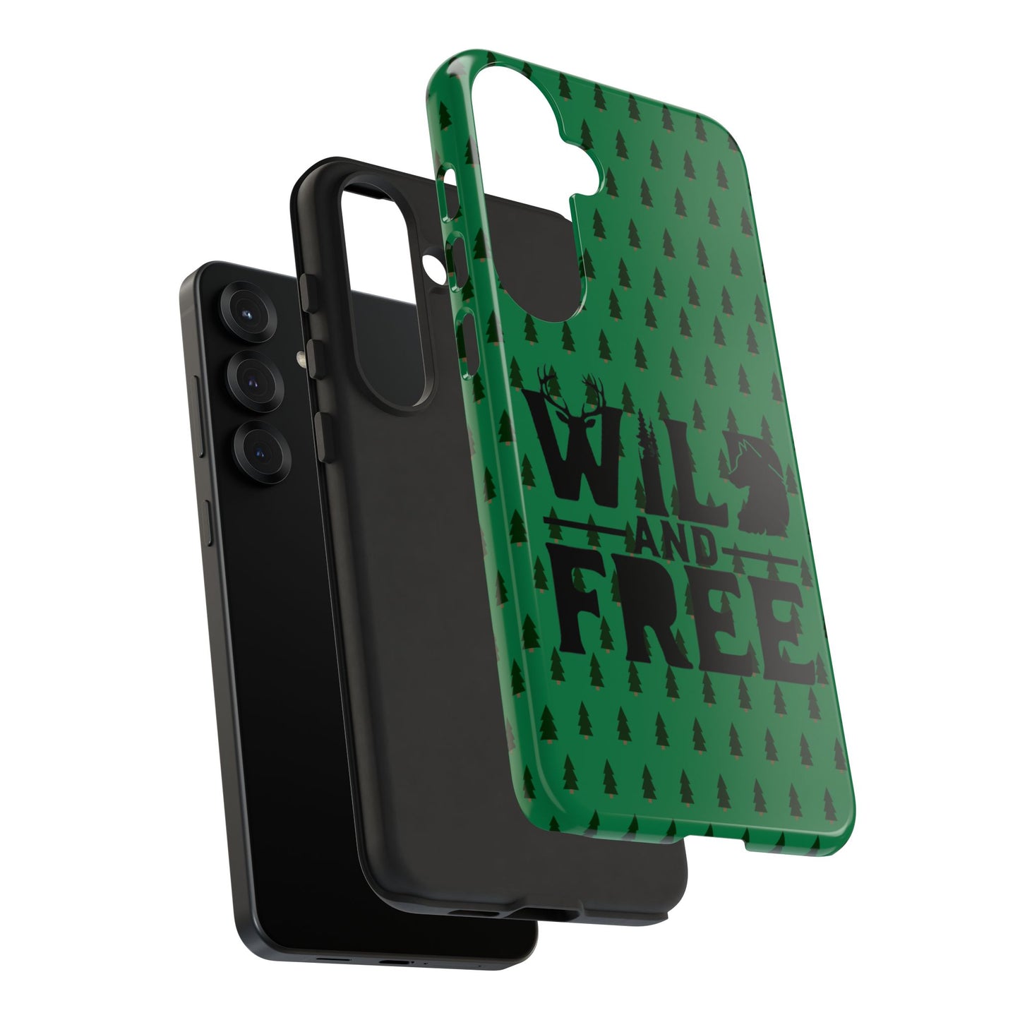 Wild and Free Bear Graphic Phone Case | Forest Pattern iPhone Case