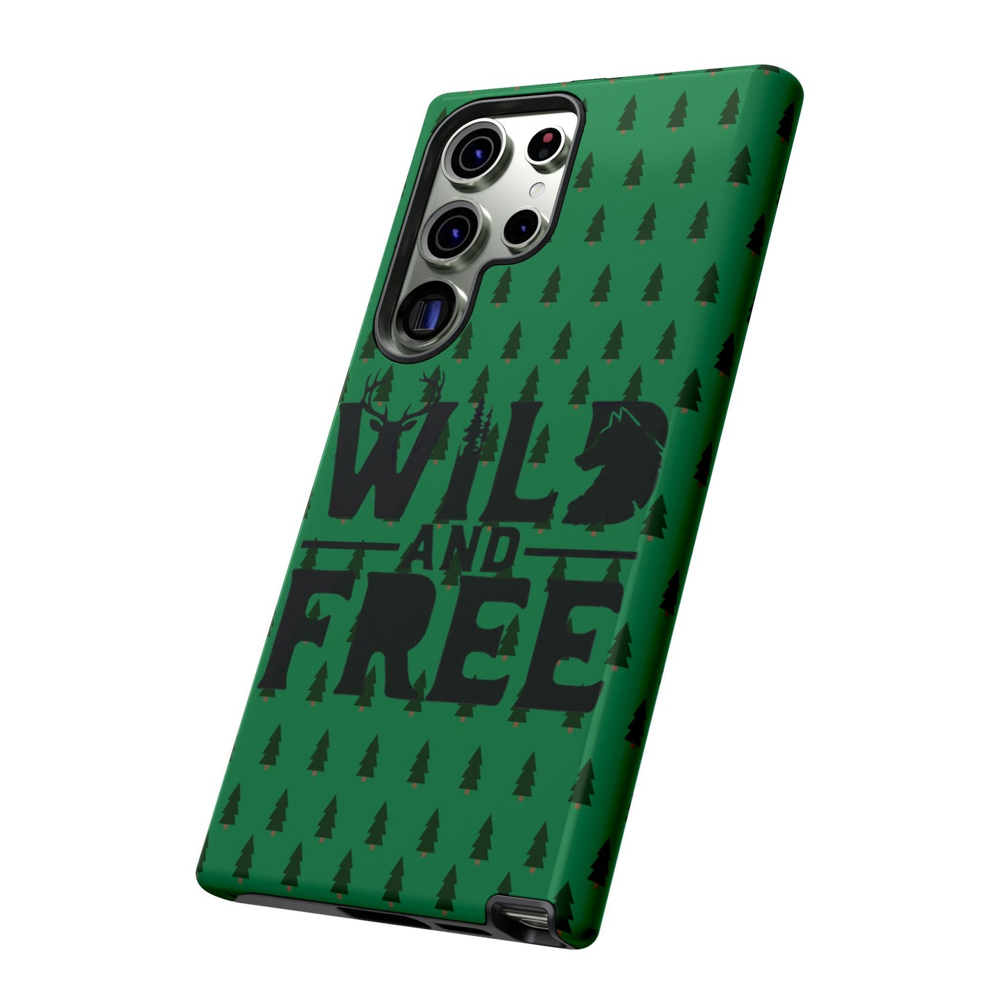 Wild and Free Bear Graphic Phone Case | Forest Pattern iPhone Case
