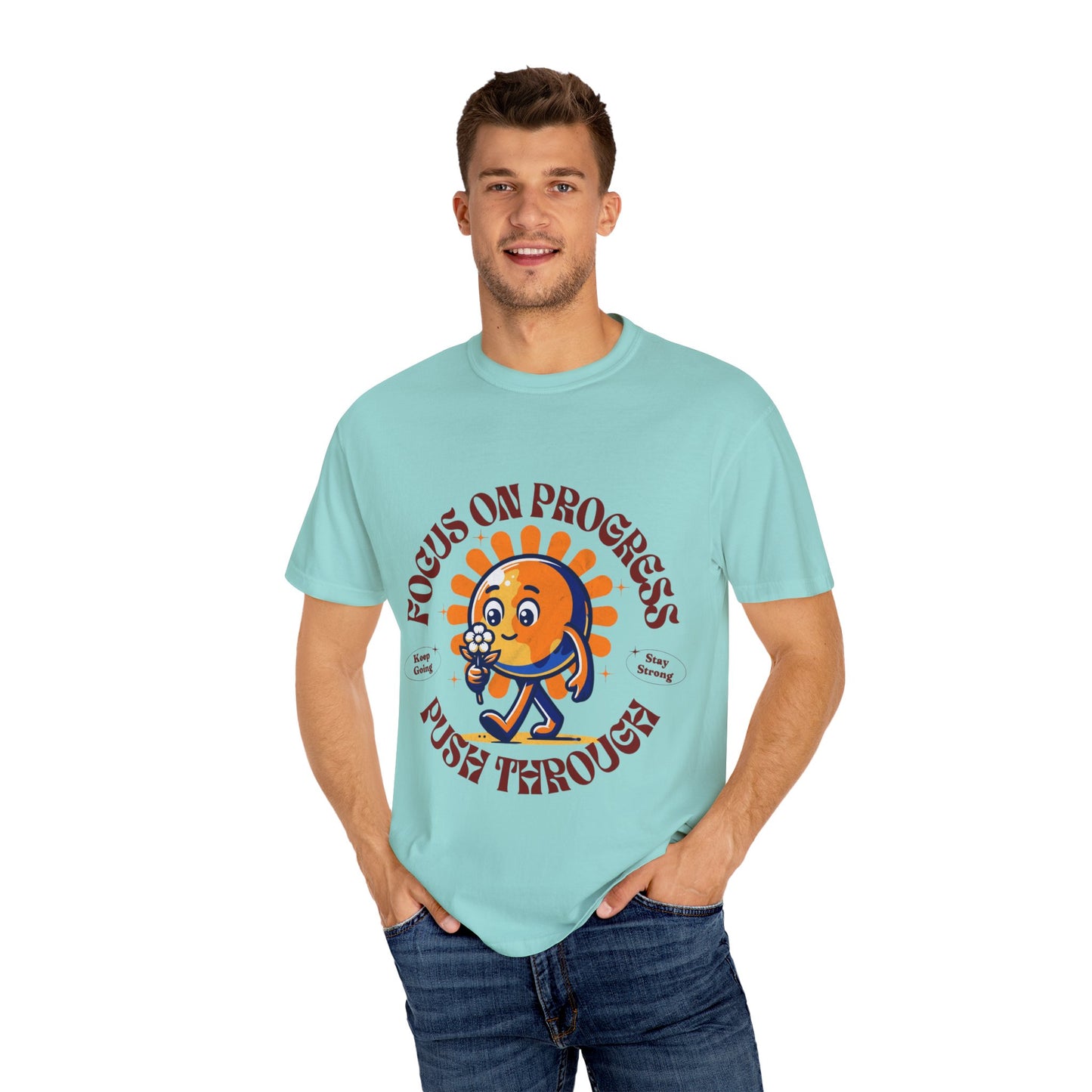 Motivational Unisex T-Shirt - "Focus on Progress, Push Through"