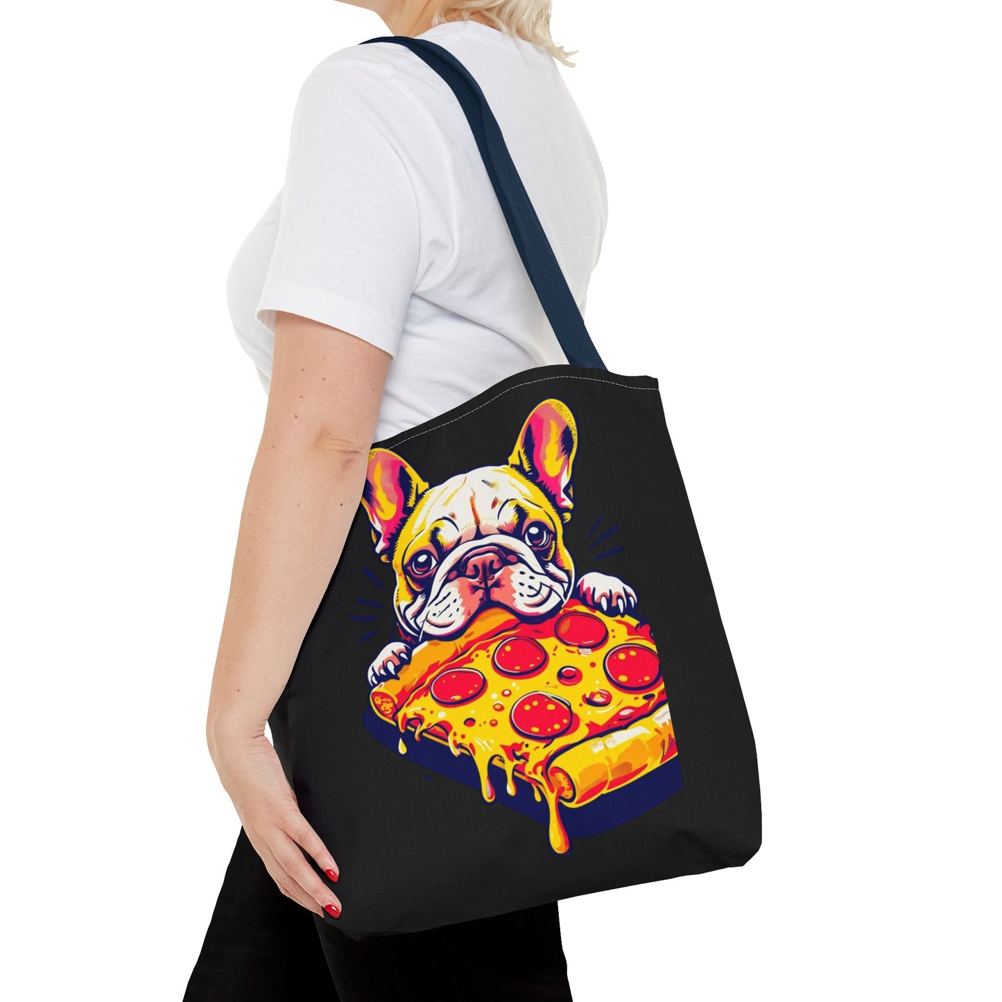 Funny French Bulldog Pizza Tote Bag - Perfect for Dog Lovers & Foodies