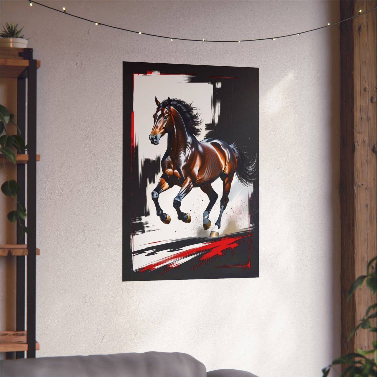 Galloping Horse Art Matte Vertical Poster - Bold Equestrian Masterpiece