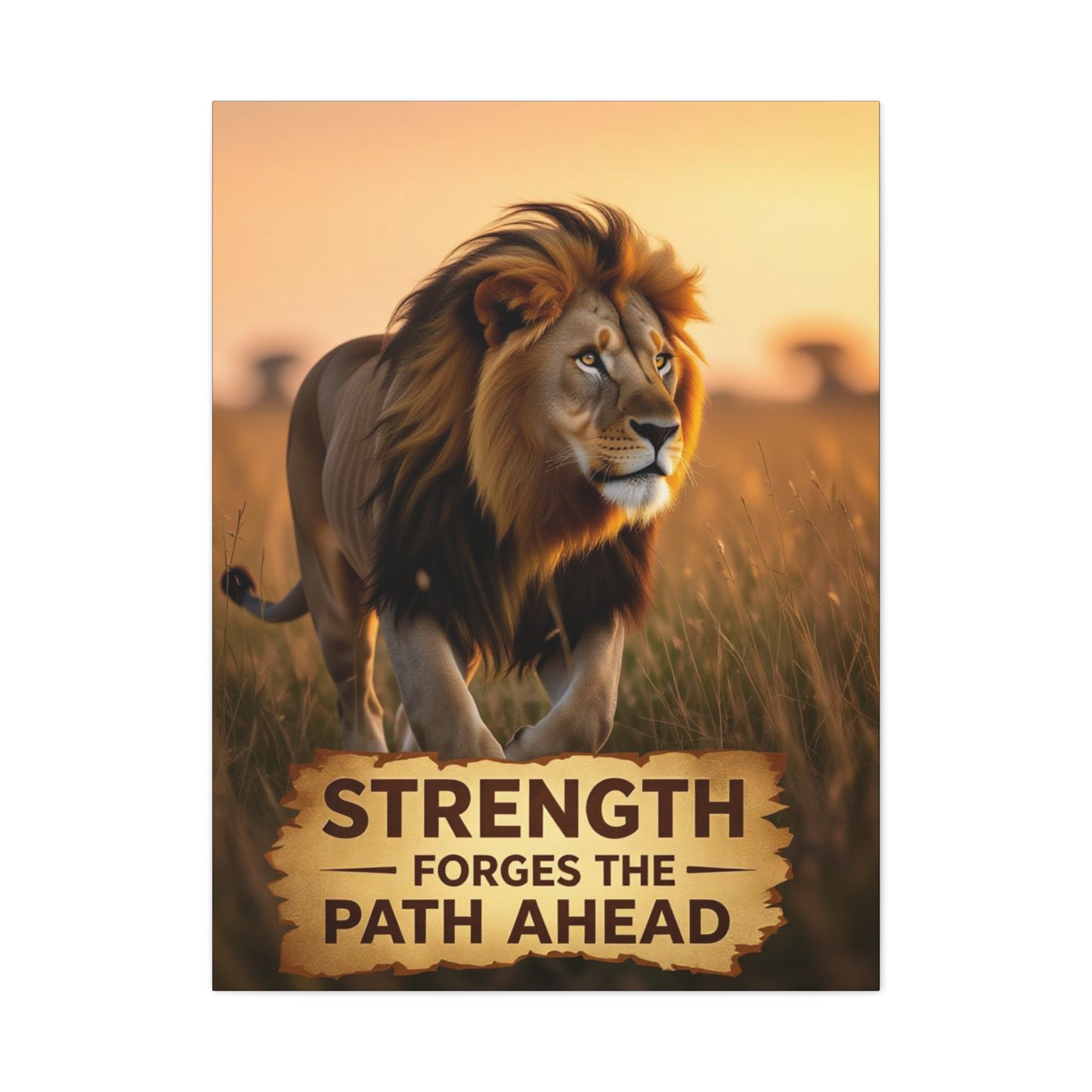 Inspirational Lion Canvas Print, Strength Motivational Wall Art, Home Decor, Lion Artwork, Gift for Nature Lovers, Leadership Inspiration