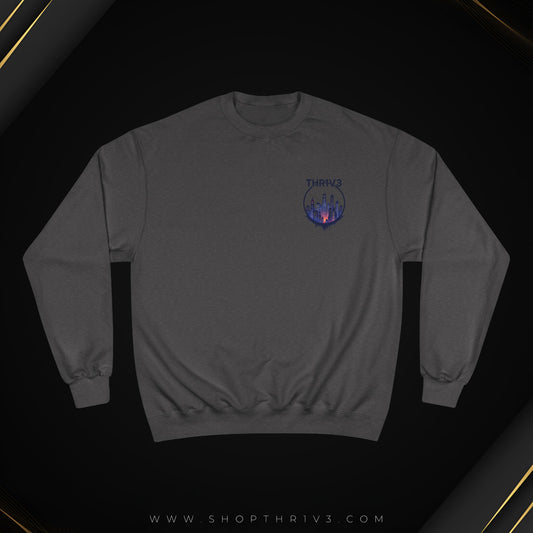 Urban Skyline Champion Sweatshirt - Cozy Fashion, Gift for City Lovers, Casual Wear, Nighttime Aesthetic, Unique Design