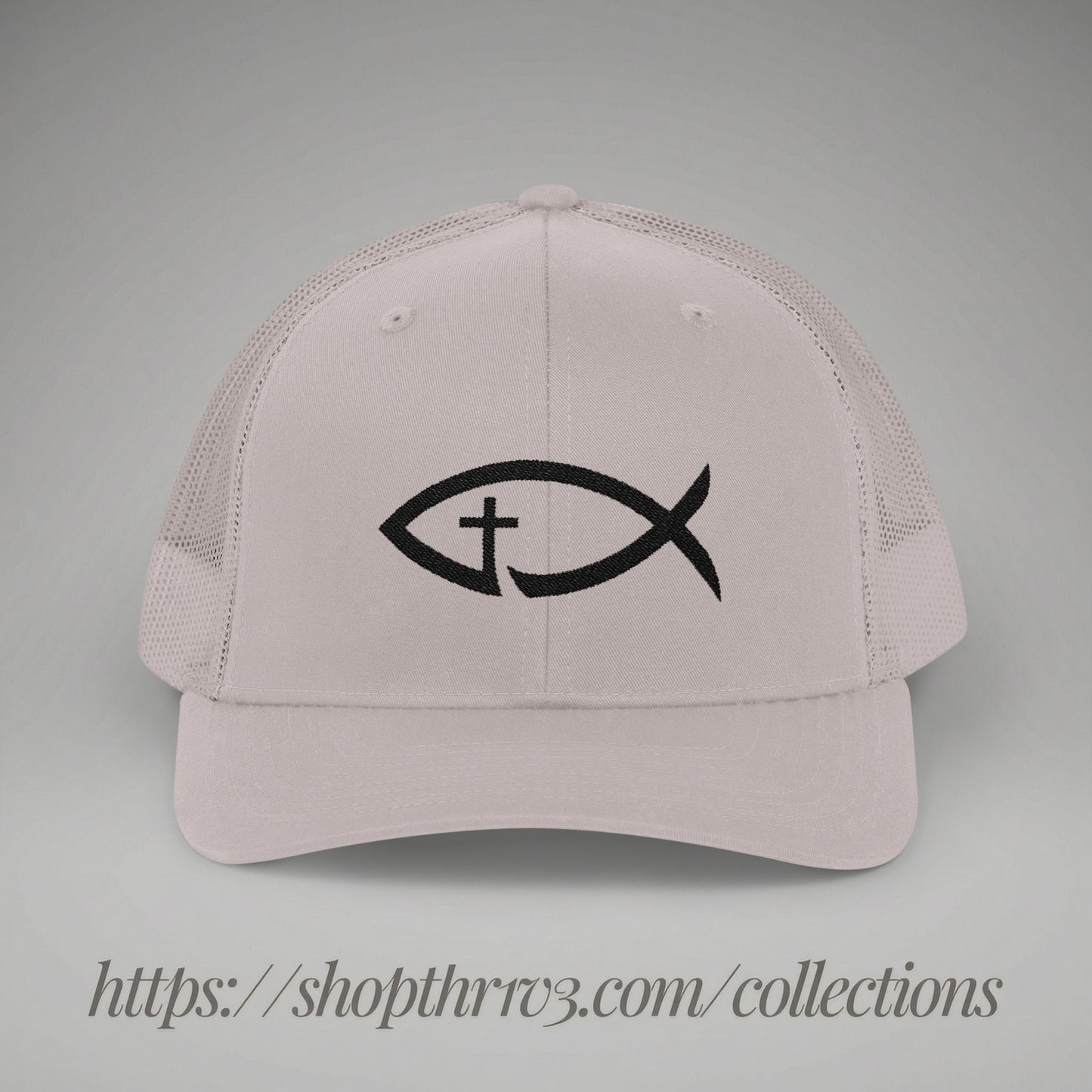 Embroidered Christian Fish Snapback Trucker Cap