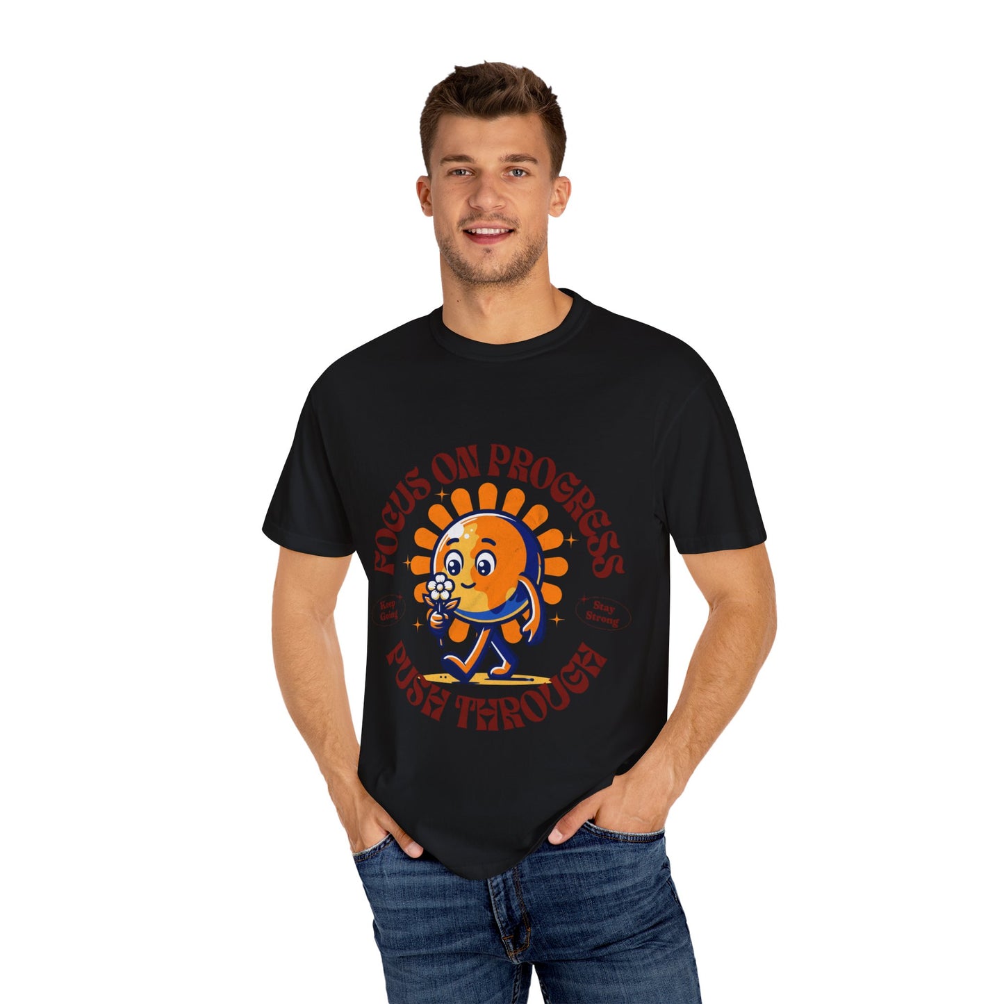 Motivational Unisex T-Shirt - "Focus on Progress, Push Through"