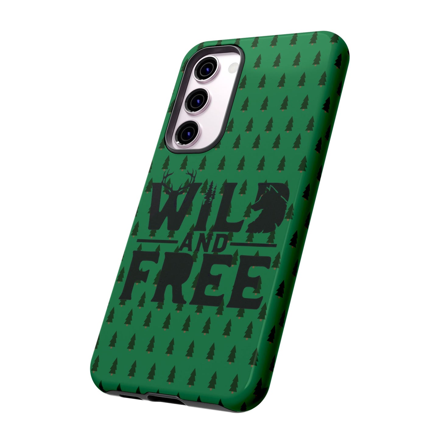 Wild and Free Bear Graphic Phone Case | Forest Pattern iPhone Case