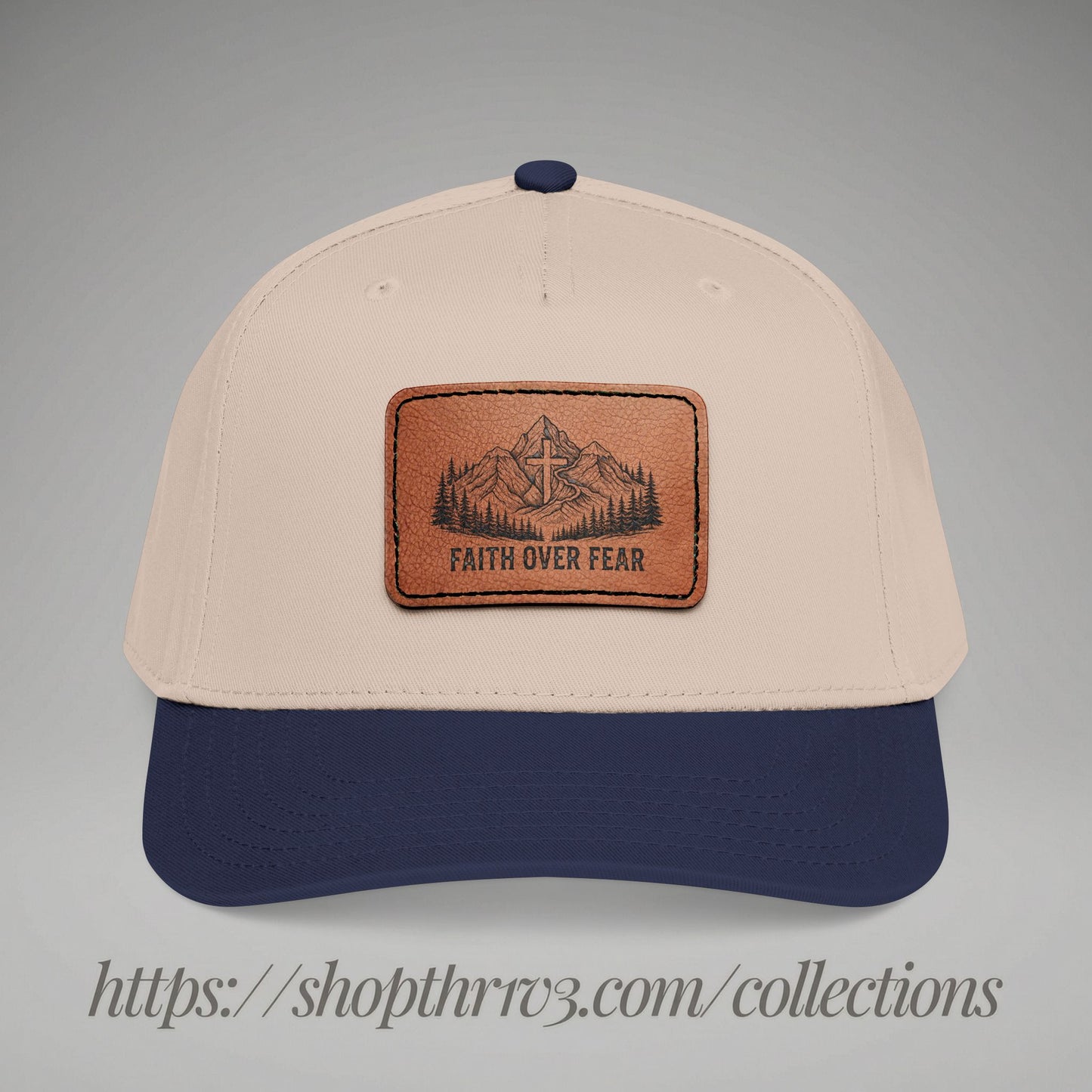 Faith Over Fear Leather Patch Baseball Cap
