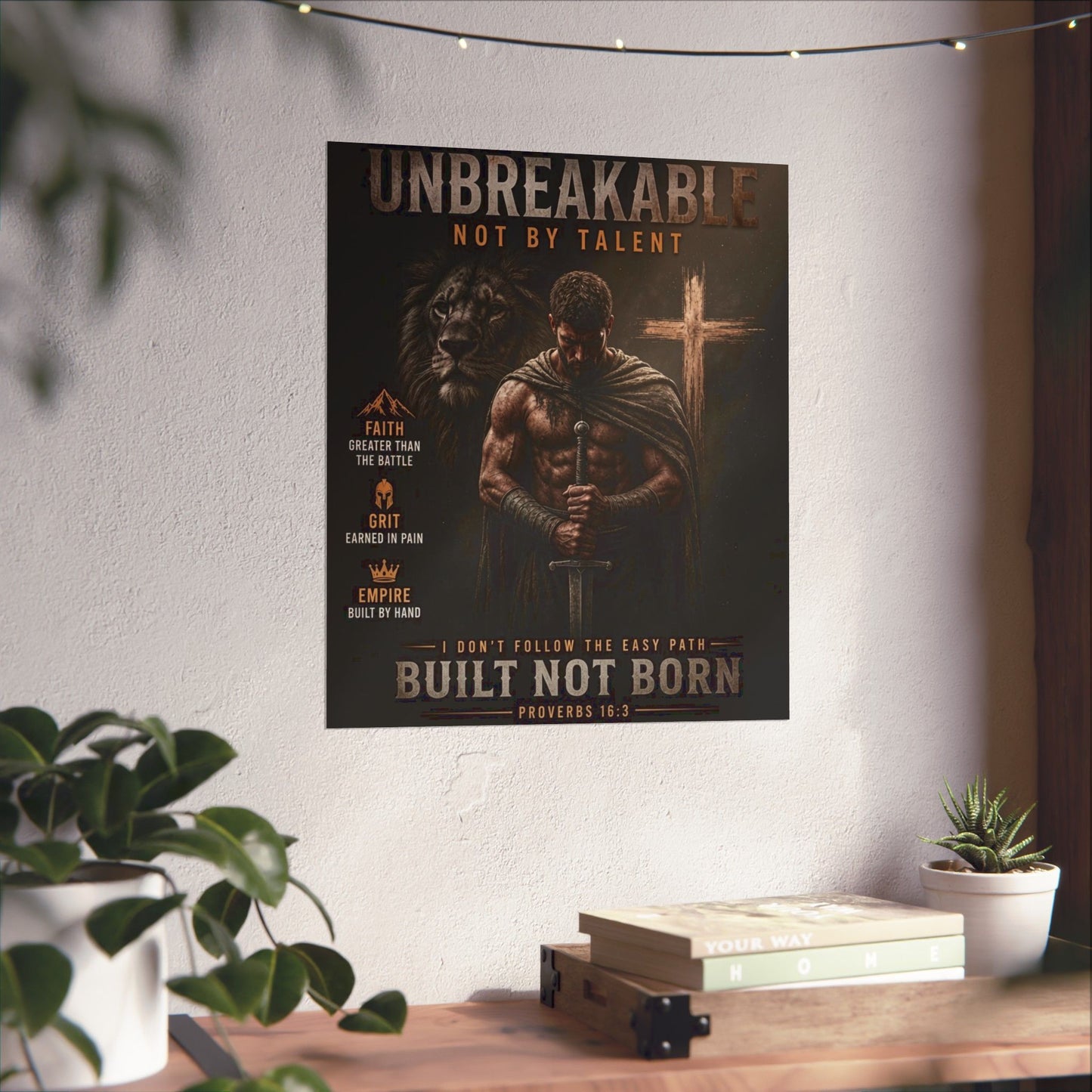 Unbreakable Built Not Born Matte Poster — Inspirational Christian Strength Wall Art