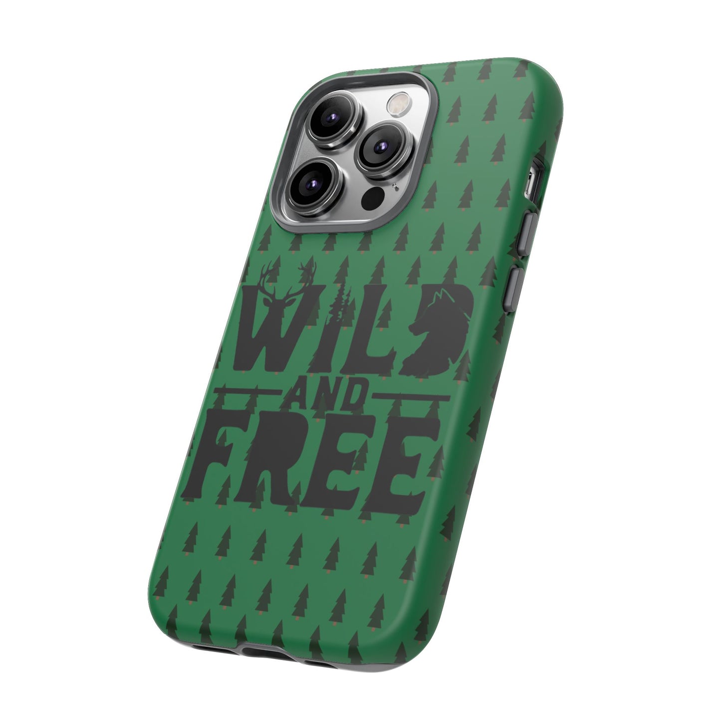 Wild and Free Bear Graphic Phone Case | Forest Pattern iPhone Case