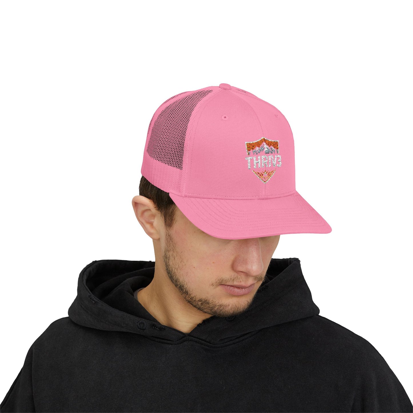 THR1V3 Outdoors – Mountain Trucker Hat - Custom Embroidered Cap