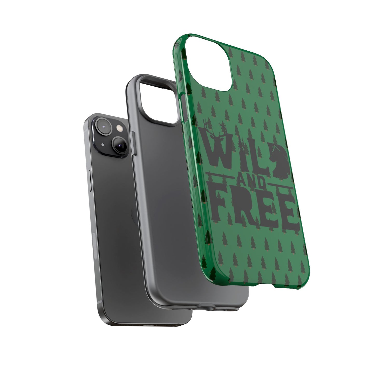 Wild and Free Bear Graphic Phone Case | Forest Pattern iPhone Case