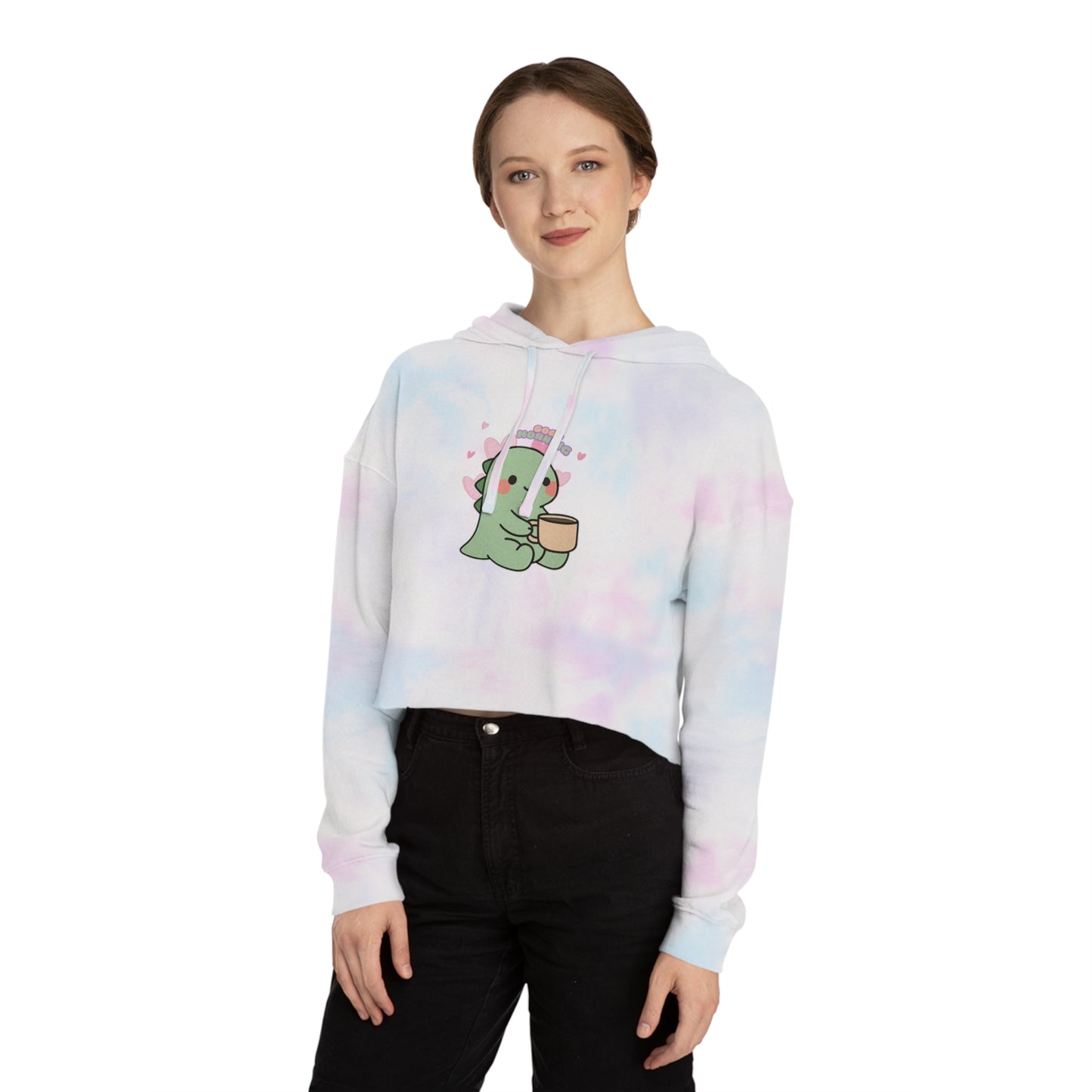 Trendy Dino Good Morning Cropped Hoodie
