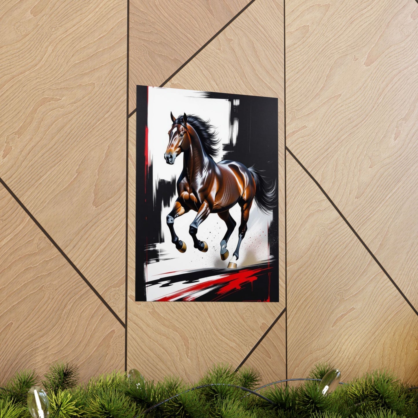 Galloping Horse Art Matte Vertical Poster - Bold Equestrian Masterpiece