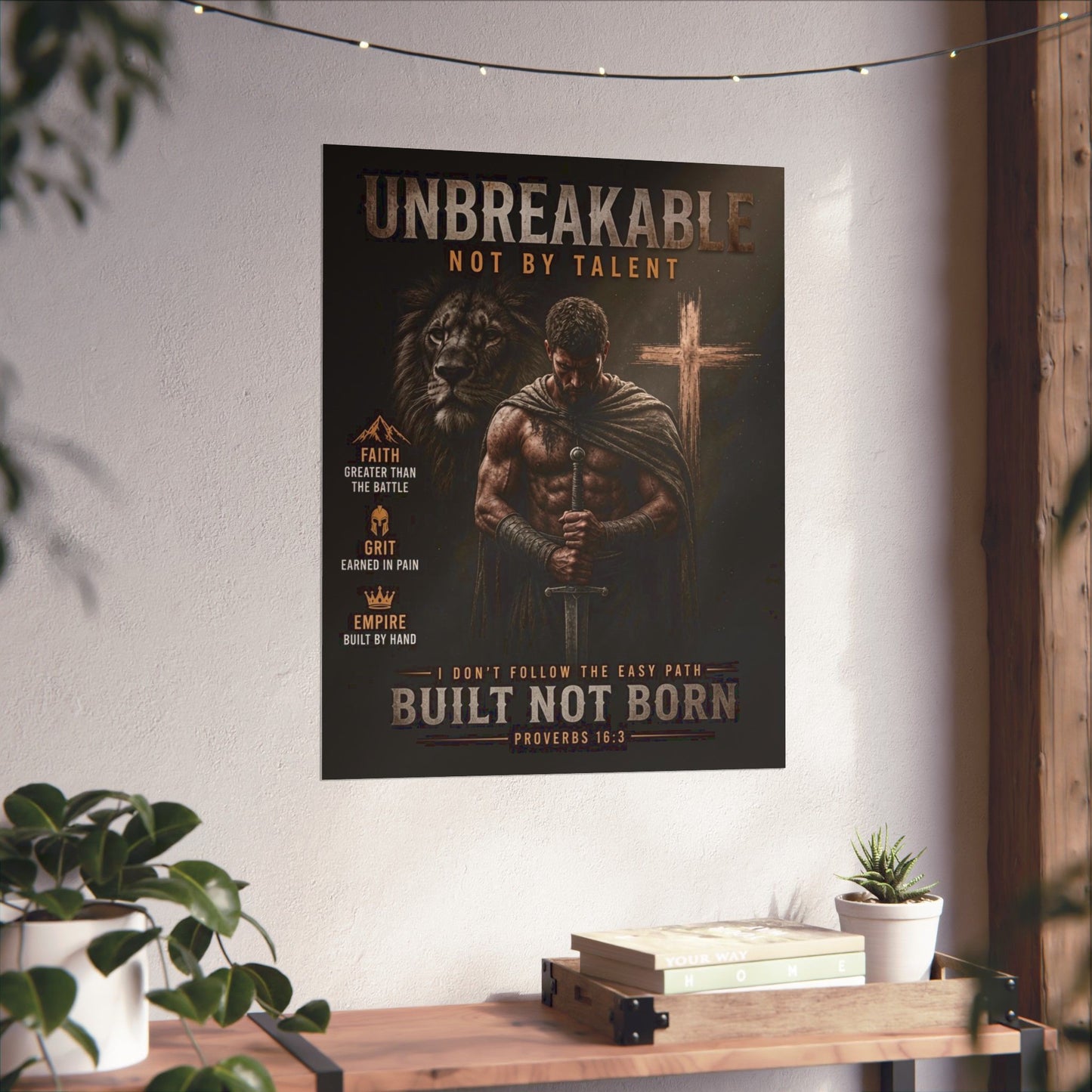 Unbreakable Built Not Born Matte Poster — Inspirational Christian Strength Wall Art