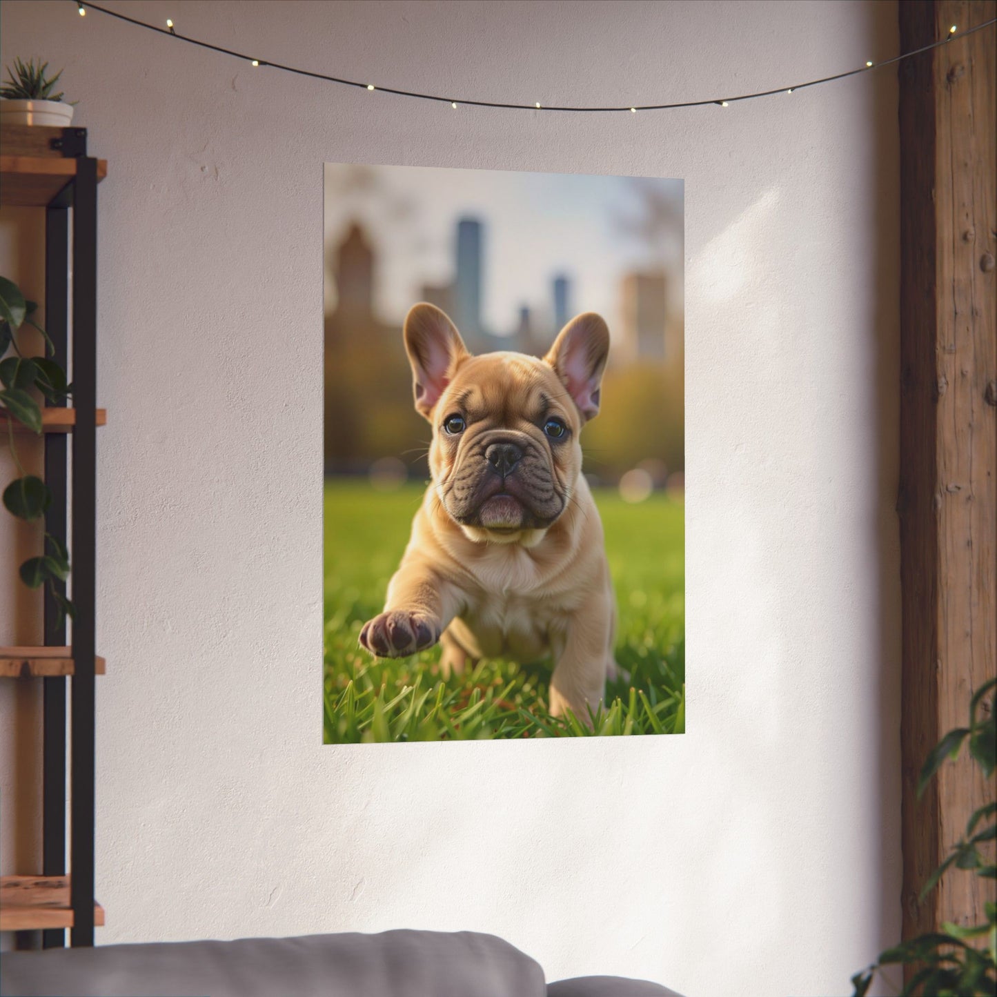Vertical Poster - Cute Frenchie French Bulldog Running in the Park