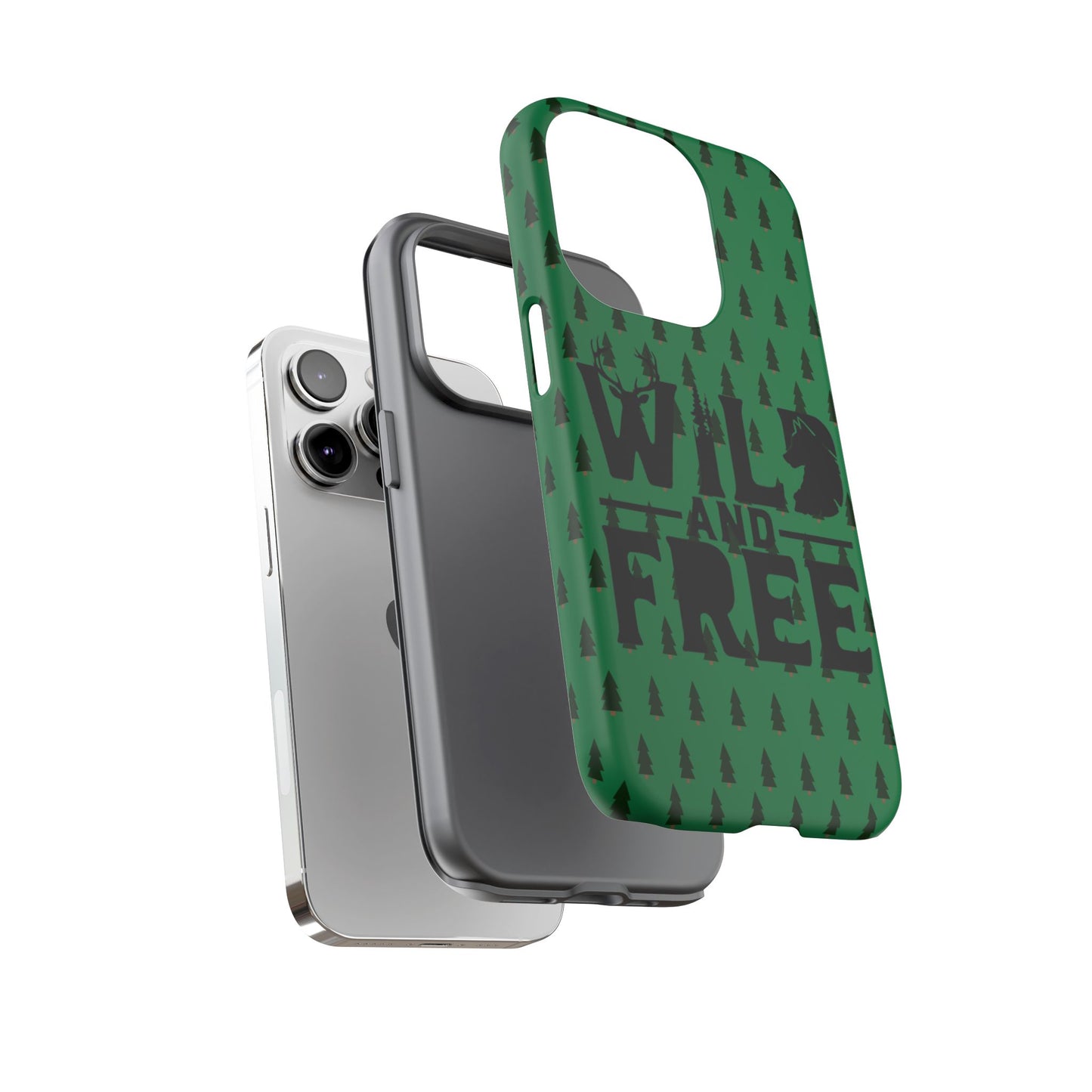 Wild and Free Bear Graphic Phone Case | Forest Pattern iPhone Case